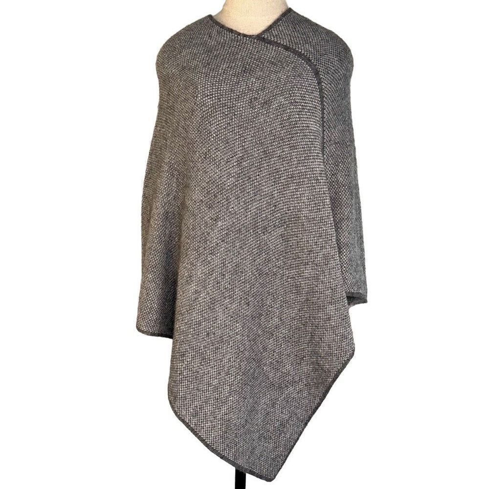 Fratelli Talli Womens Italian Wool & Alpaca‎ Blend Gray Knit Cozy Poncho Sweater